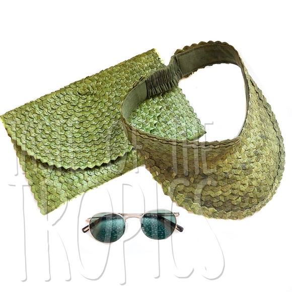 Woven Straw Purse / Raffia Bag - Brown White Green - Picture 7 of 8